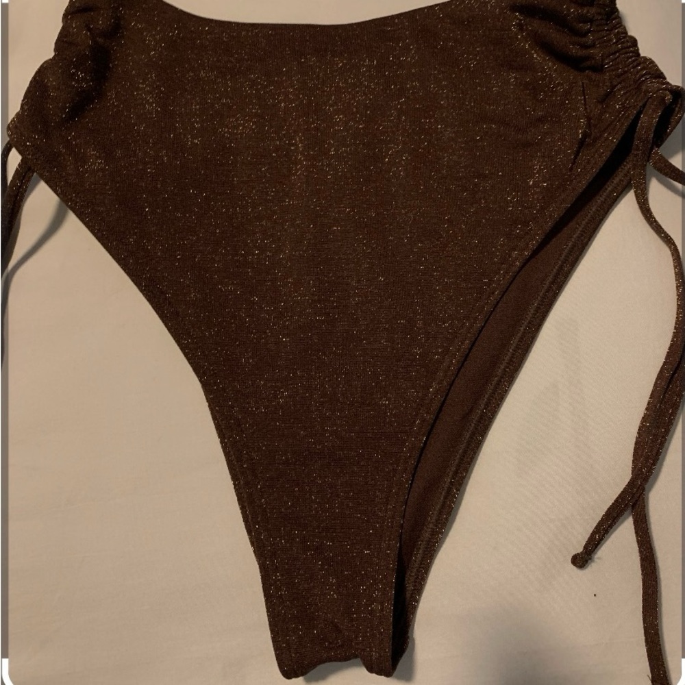 Cinch Tie High-Waist High-Leg shimmer Cheeky Bottom XS